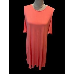 Ladies Boutique Solo La Fe Coral Orange Cold Shoulder Dress Sz L